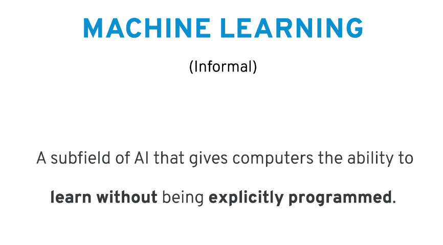 Machine Learning - an informal definition